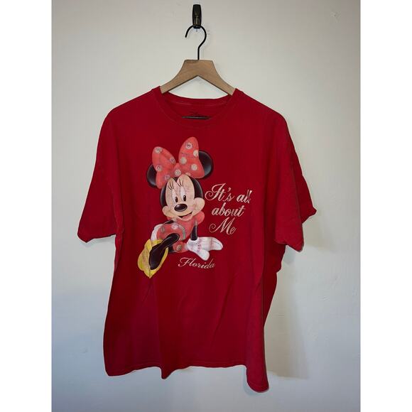 Vintage Disney Minnie Mouse Shirt It's All About Me Florida Red Graphic Tee 2XL - Picture 1 of 9
